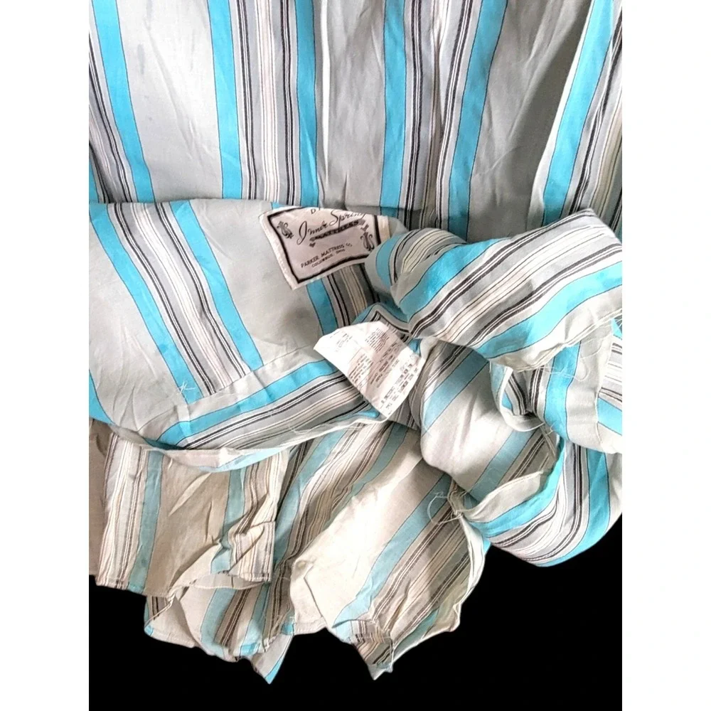 Vintage Old Stock Unused Mattress Ticking‎ Fabric Striped Turquoise